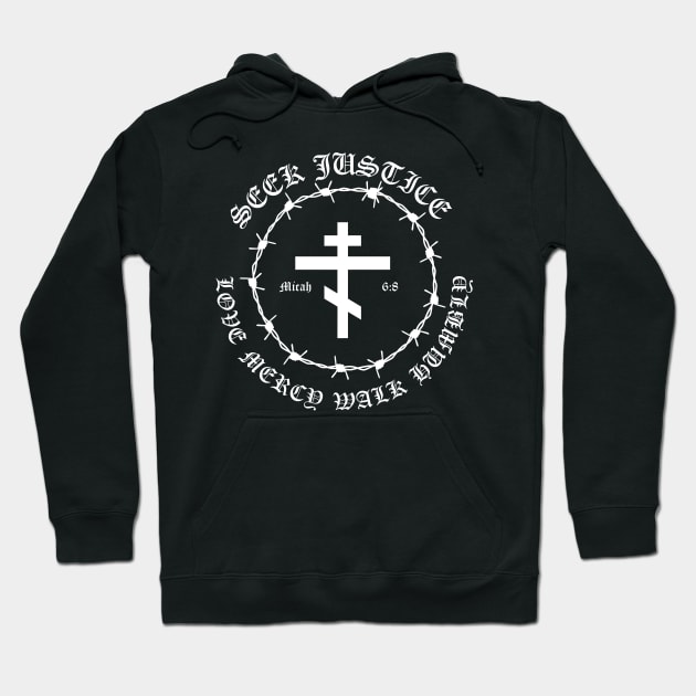 Micah 6:8 Seek Justice Love Mercy Walk Humbly Metal Hardcore Punk Pocket Hoodie by thecamphillips